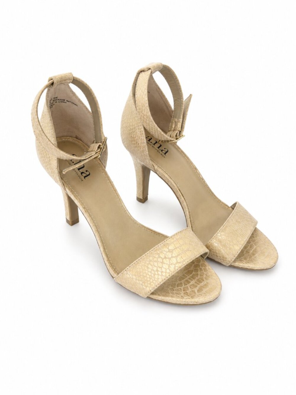 a.n.a (A New Approach) "Zita" Soft Gold Metallic shade Open Toe Heels‎ Size 8M
